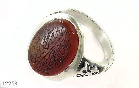 انگشتر نقره عقیق یمنی قرمز ومن یتق الله مردانه [رزق و روزی » و من یتق الله] - 12253